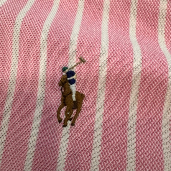 Ralph Lauren Shirt Men’s Knit Oxford Button Down Pink/white Striped Sz Large - Picture 5 of 10